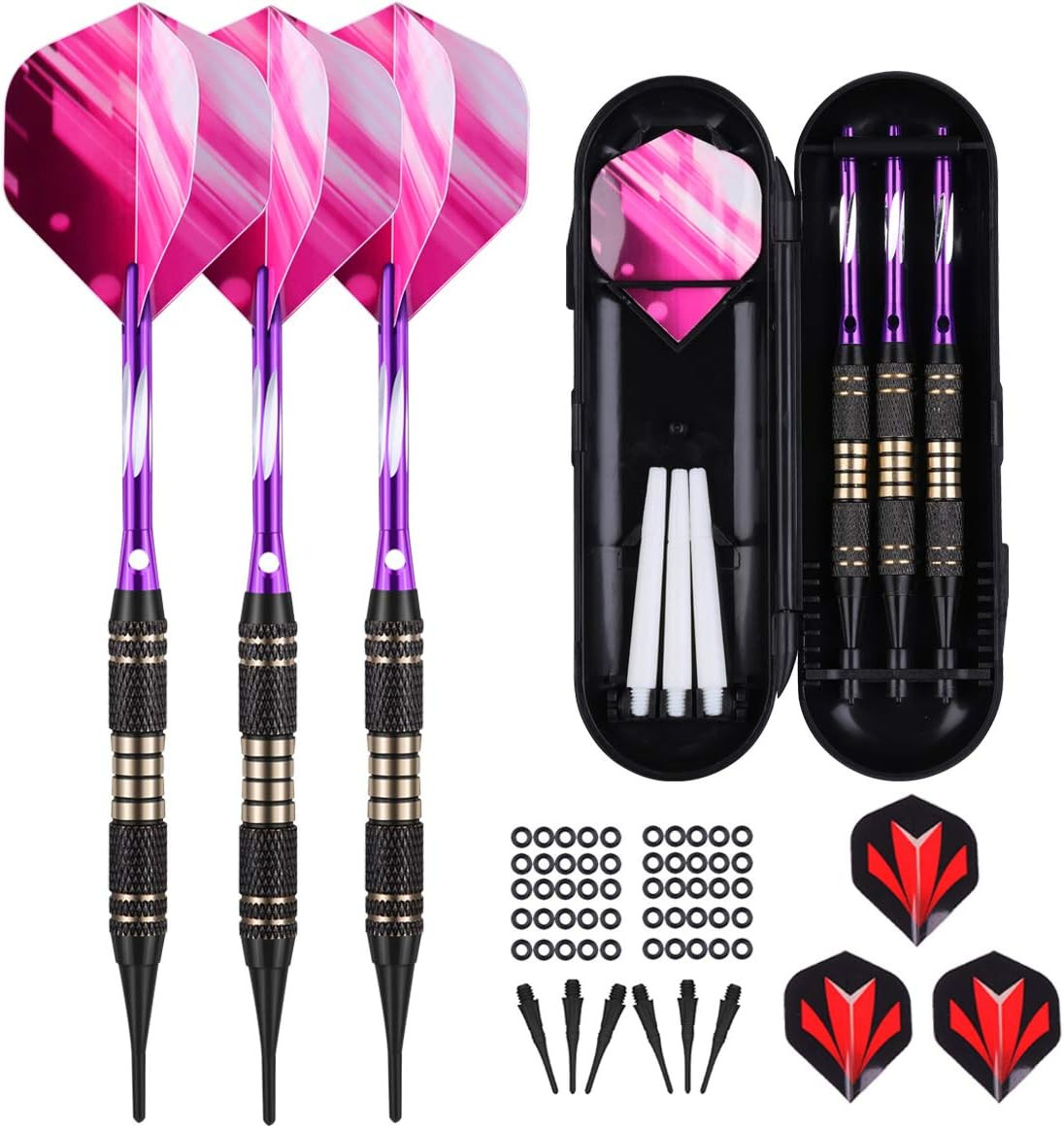 Soft tip Darts Set 18/20 Grams - Professional Darts Plastic Tip with Brass Barre