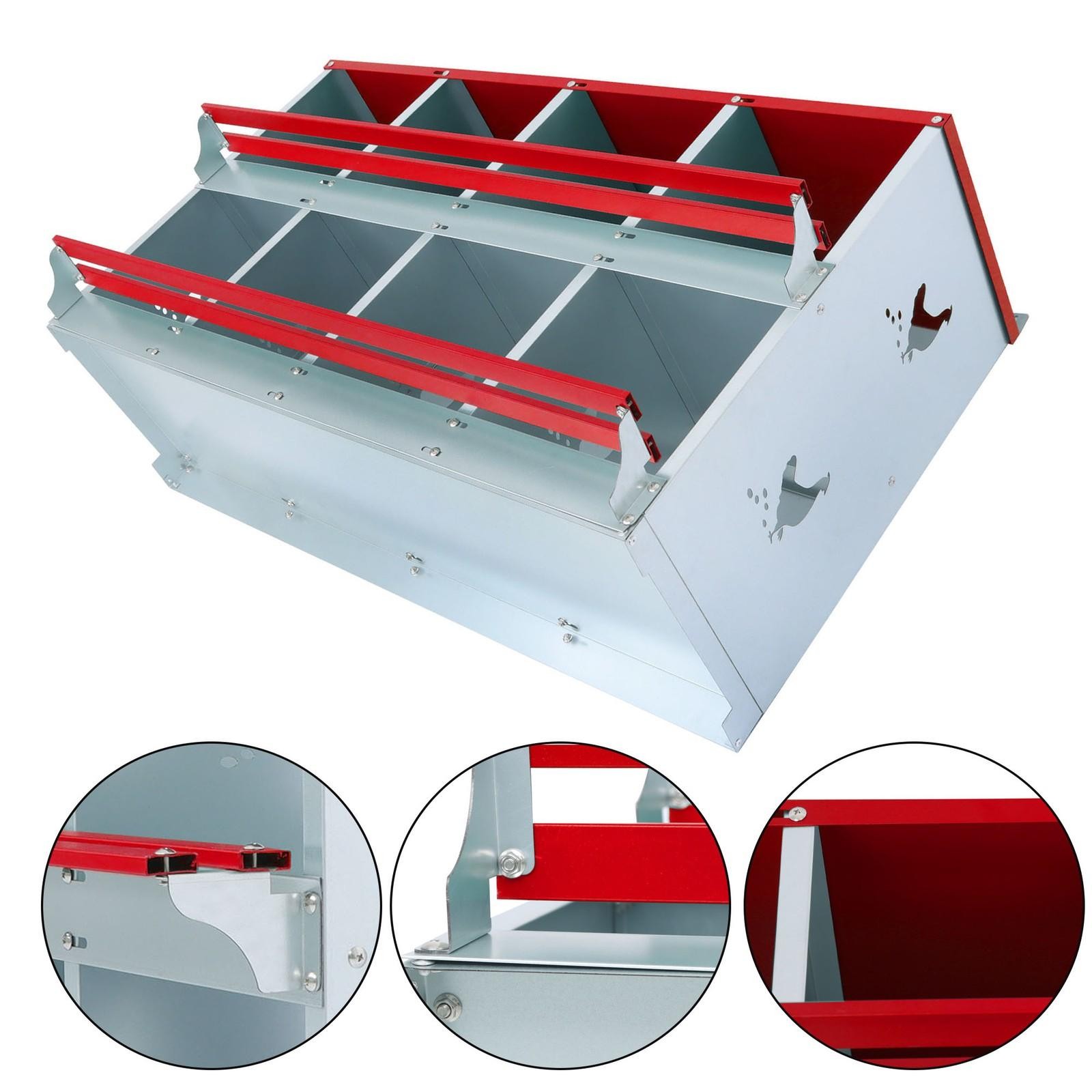 8-Compartment Metal Poultry Nest Box Wall Mount Easy Eggs Collection Large Vent
