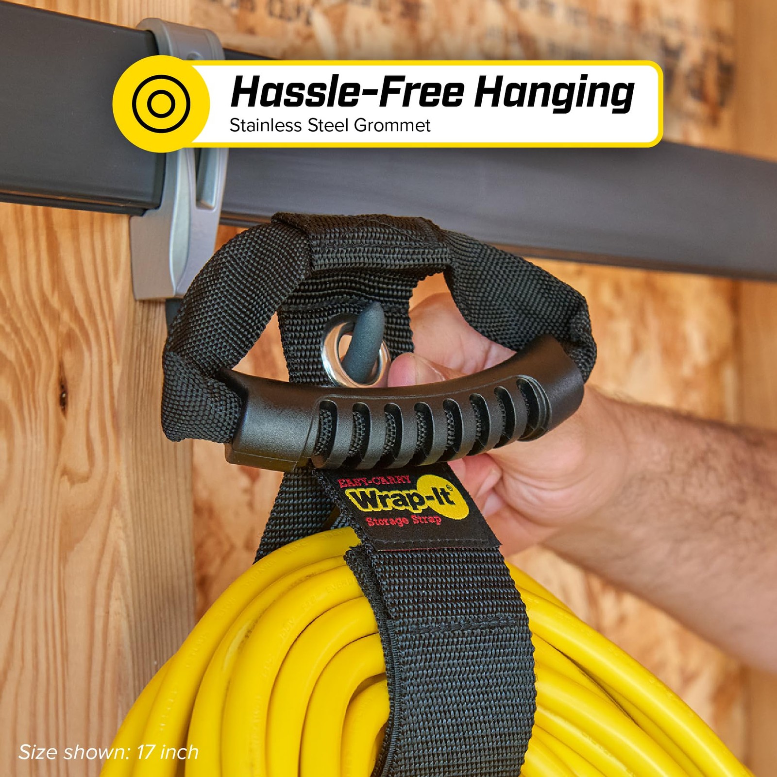Easy-Carry Wrap-It Storage Straps - Assorted 3 Pack Grommet, Black