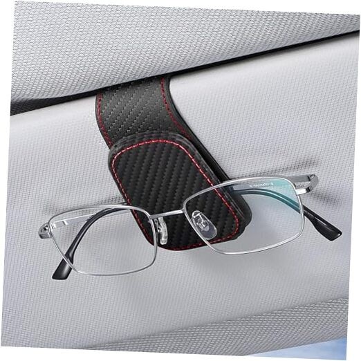 2PCS Sunglasses Holders for Car Sun Visor, Leather Eyeglasses 1PCS Carbon Fiber