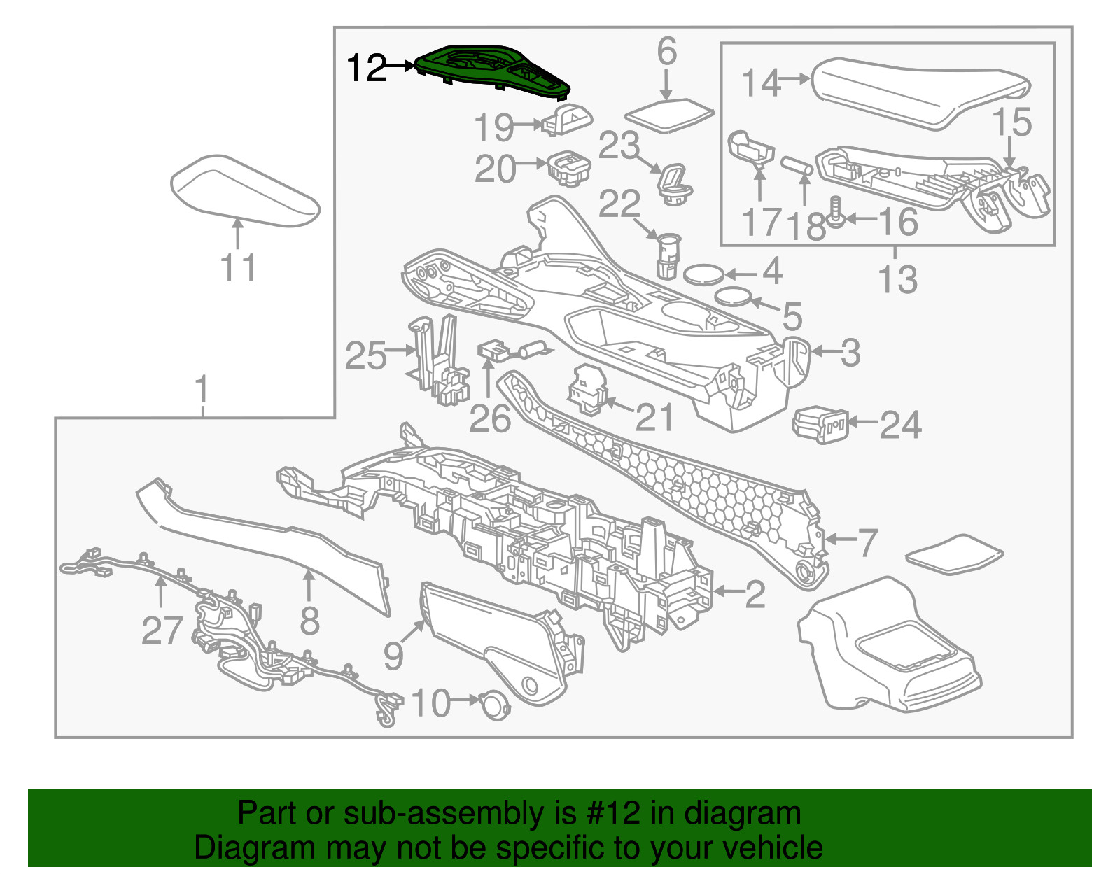 Genuine GM Silver Front Floor Console Trim Plate 84637641