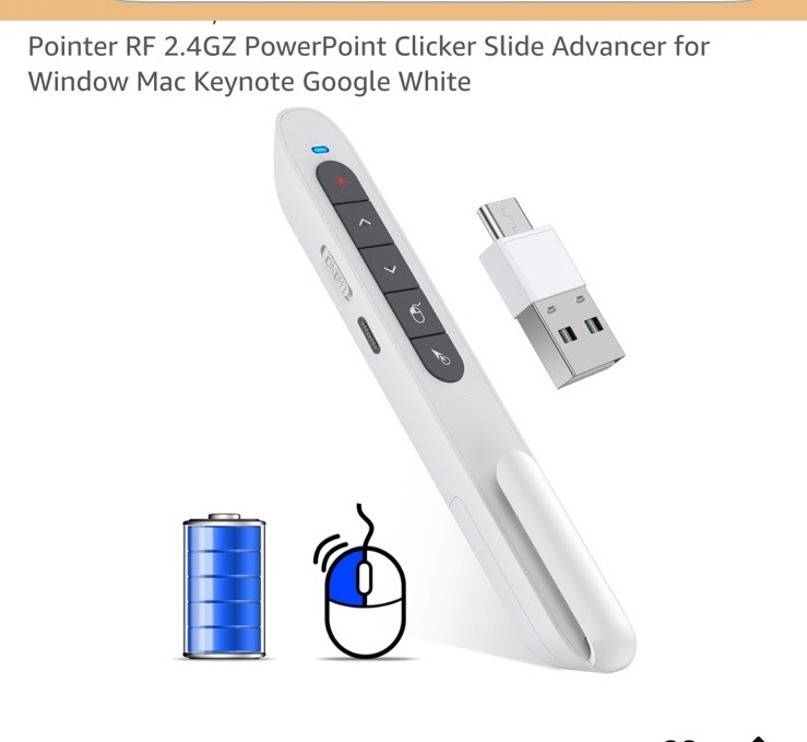 Wireless Presentation Clicker for PowerPoint, USB C Remote with Volume Control