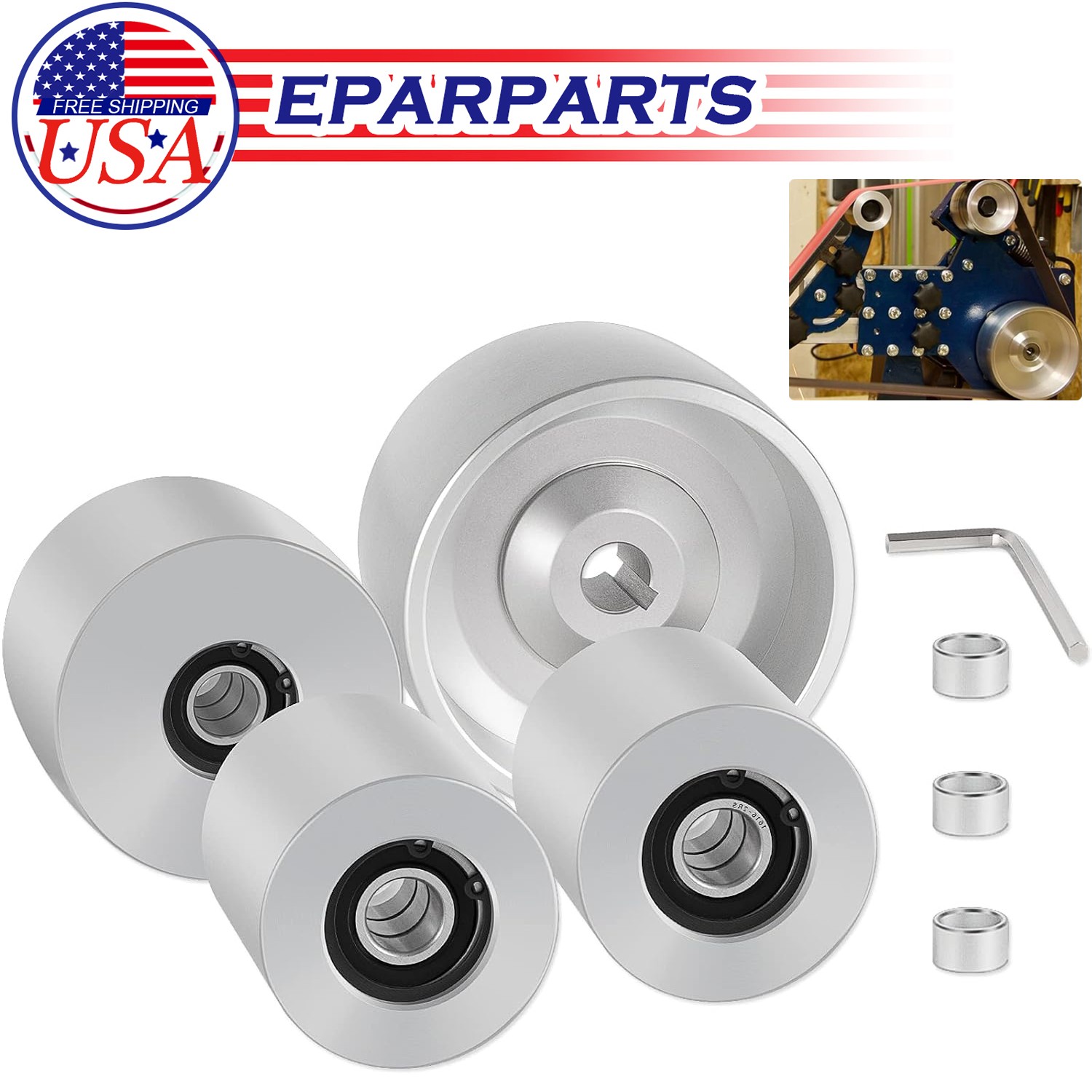 Belt Grinder 2" x 72" Wheel Set Complete Belt for Knife Grinder 5" 5/8-3" - 2"