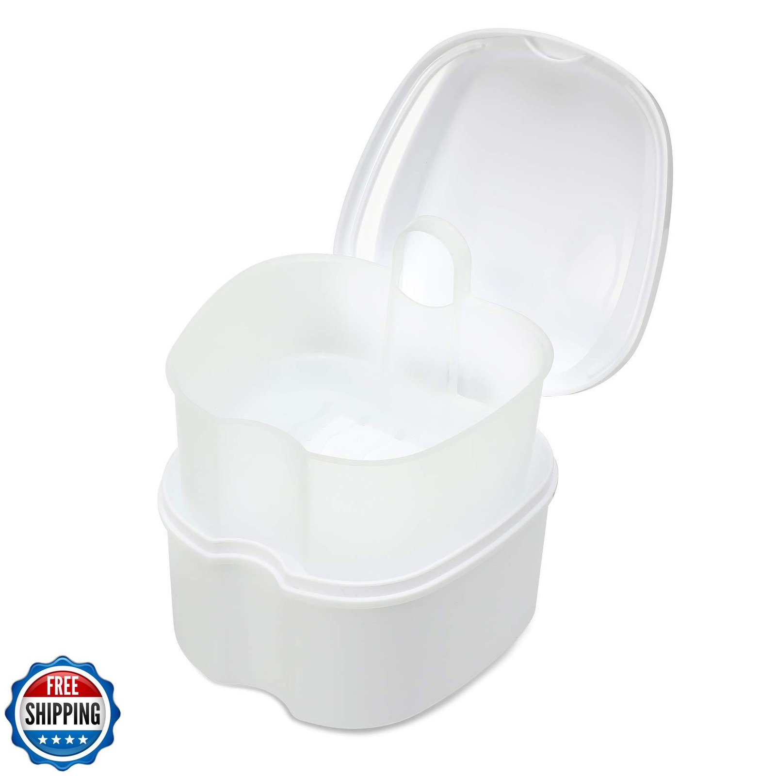 Annhua Dental Orthodontic Retainer Case Cleaning, Denture Cup Holder Case Tra