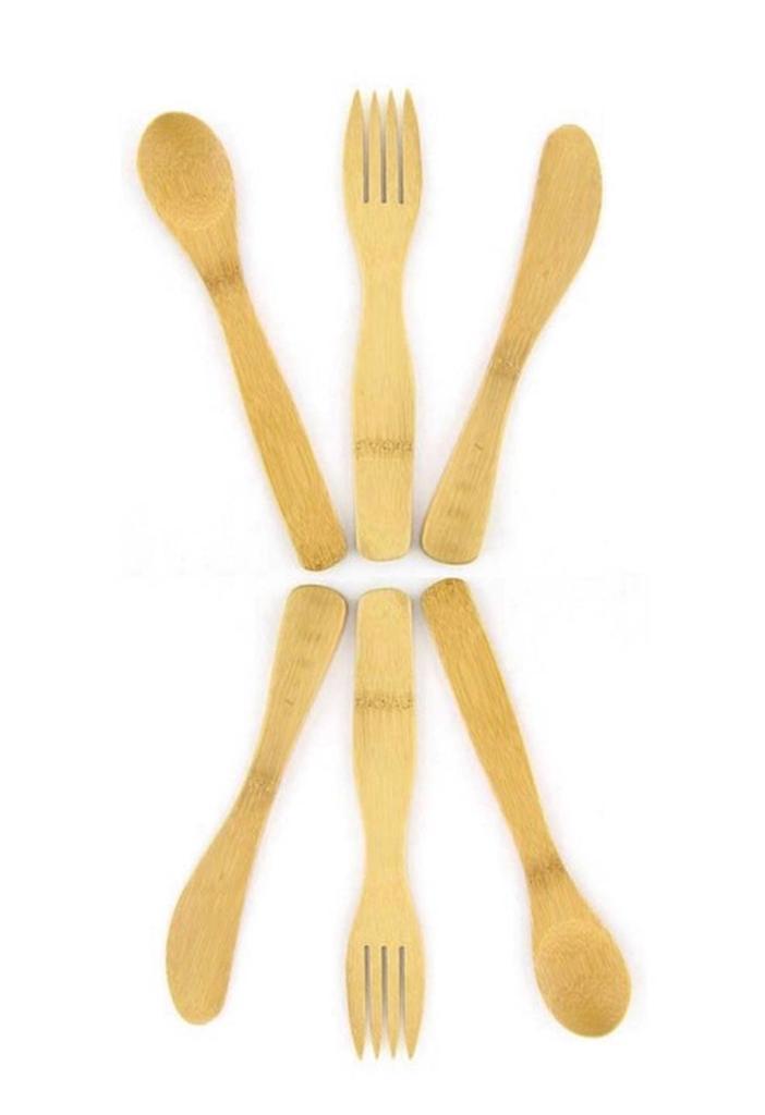 12 pieces Bamboo Flatware Butter Spreaders Forks and Spoons Set S-3806x2