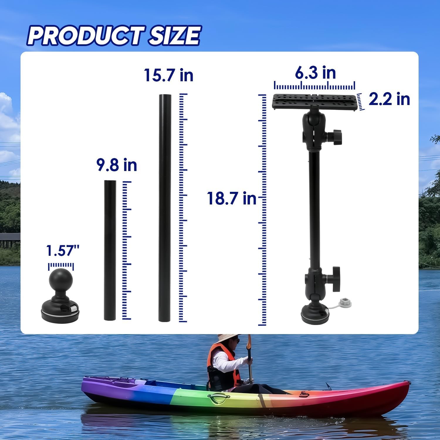 1.5"/C Size Ball Fish Finder Mount,Marine Electronic/Depth Finder Mount for Boat
