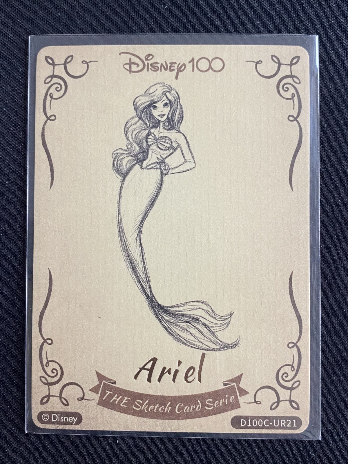 Ariel Card Fun Wood Sketch Card Serie Disney 100 Anniversary Carnival #21 UR