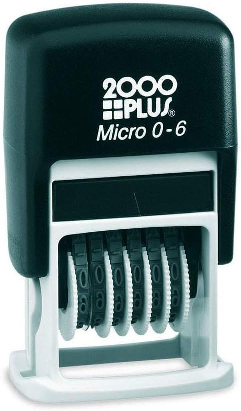 2000 plus Self-Inking Numberer Stamp, 6-Bands, 1/2", 5/32" Number Height, Black