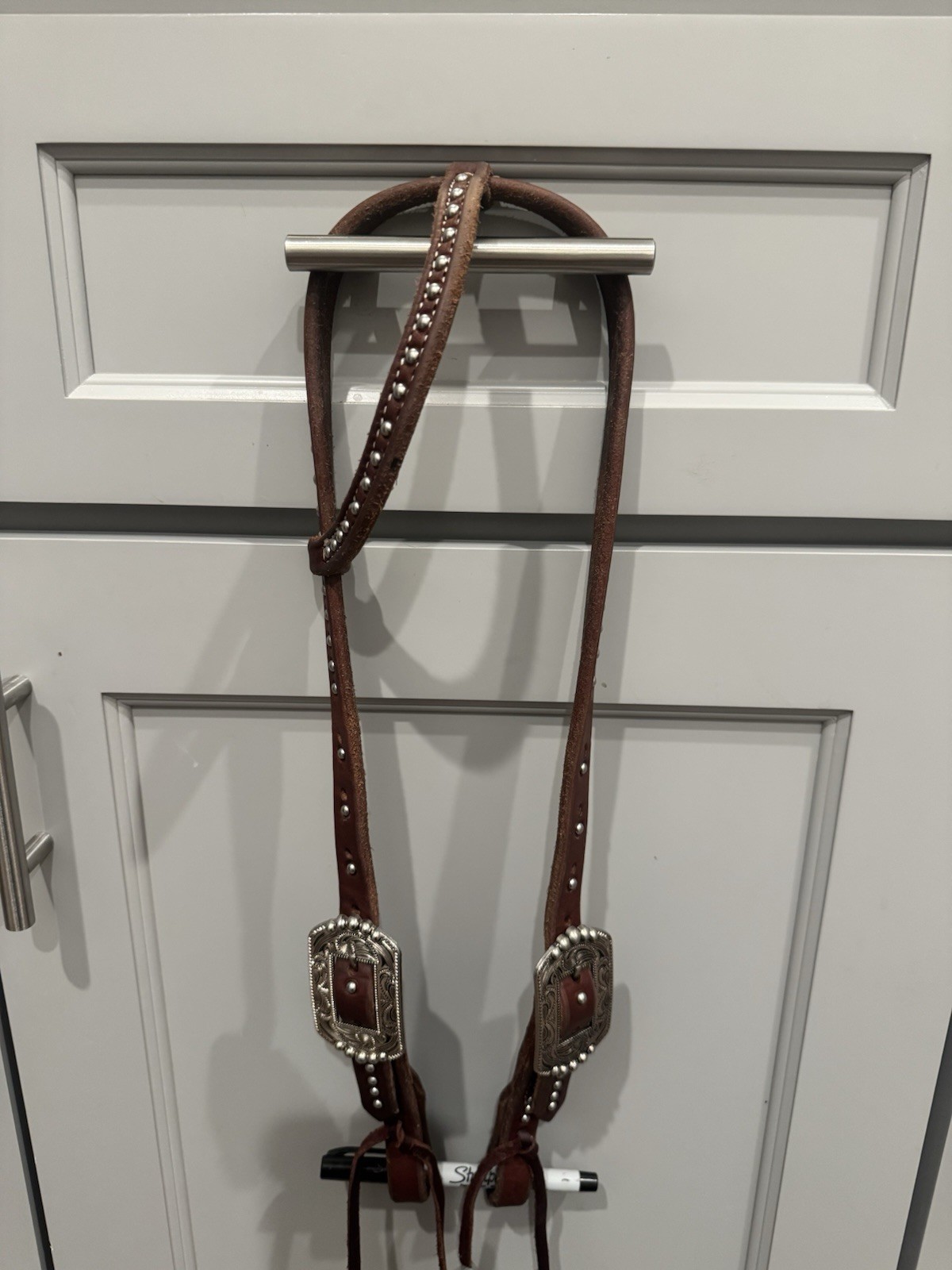 blinged Western Leather Breast Collar Headstall Set