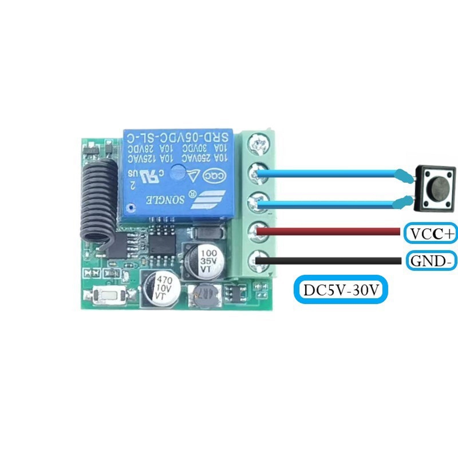 433Mhz 5V-30V 1CH Universal Wireless Remote Control Switch Relay Receiver Module