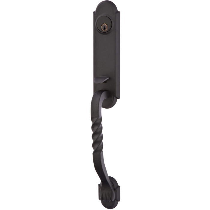 Emtek San Carlos Grip Monolithic Entry Door Lock Set, Flat Black Steel