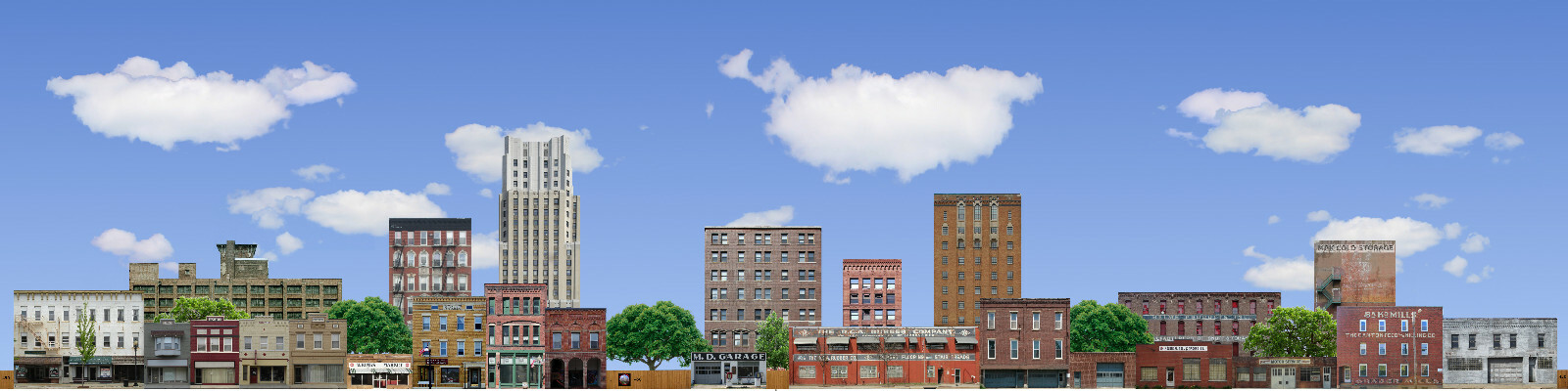 TRACKSIDE BACKDROP #450B Commercial fronts HO Scale