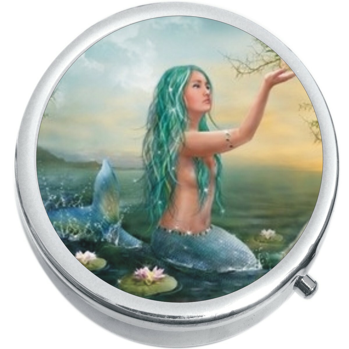 Blue Mermaid Medicine Vitamin Compact Pill Box