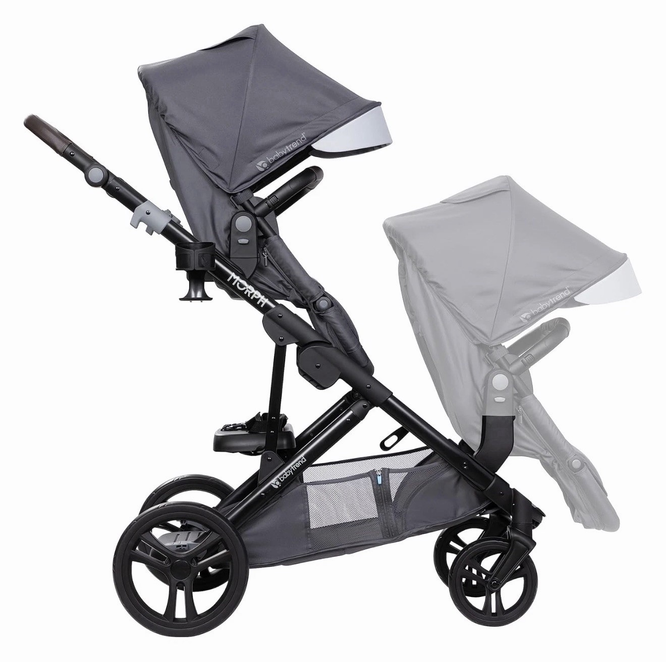 Morph Single to Double Stroller Second Seat, Dash Grey