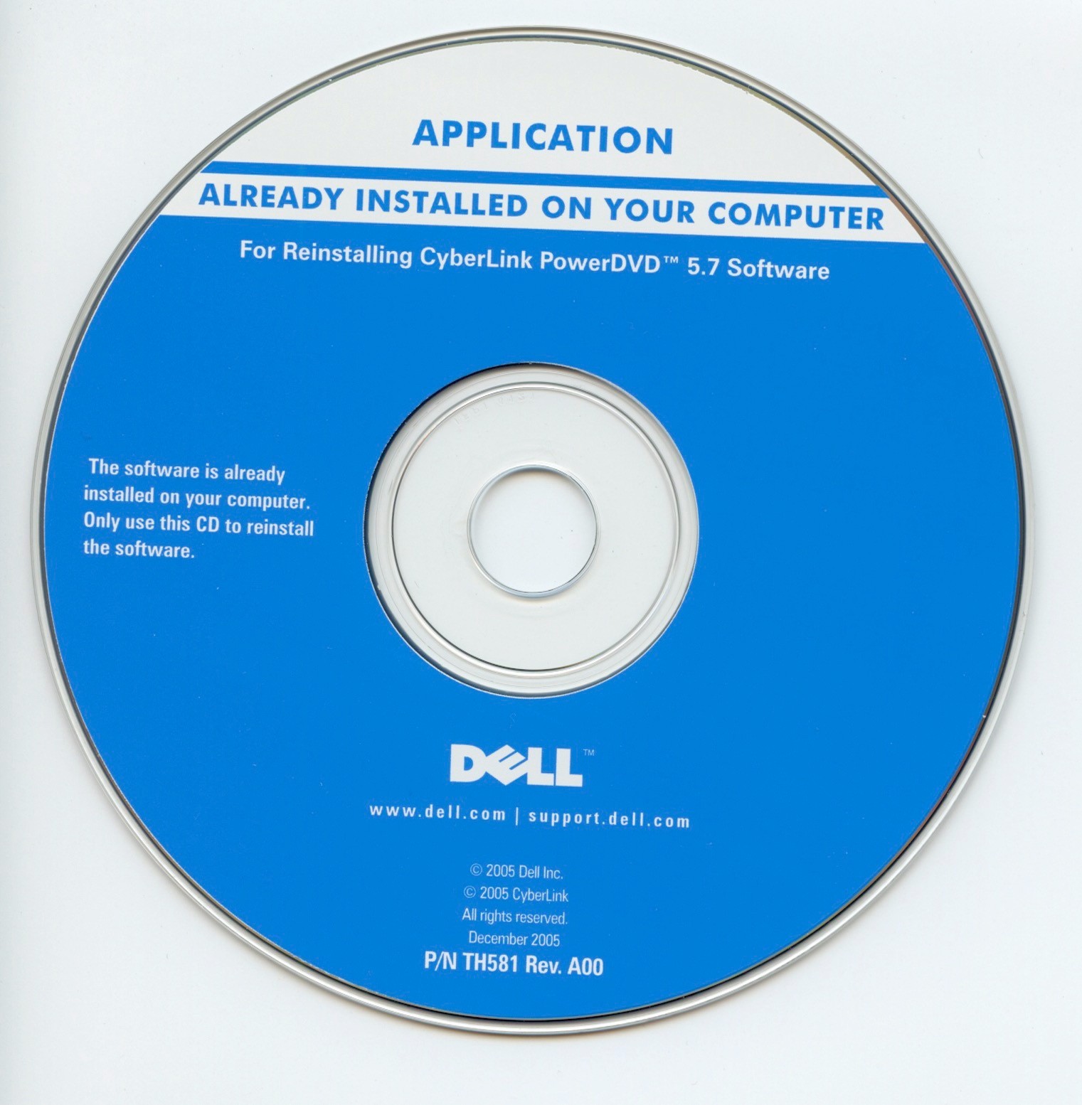 Dell Application for Reinstalling CyberLink PowerDVD 5.7 - CD ONLY