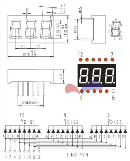 10PCS 0.36 inch 3 digit Red Led display 7 segment Common Cathode
