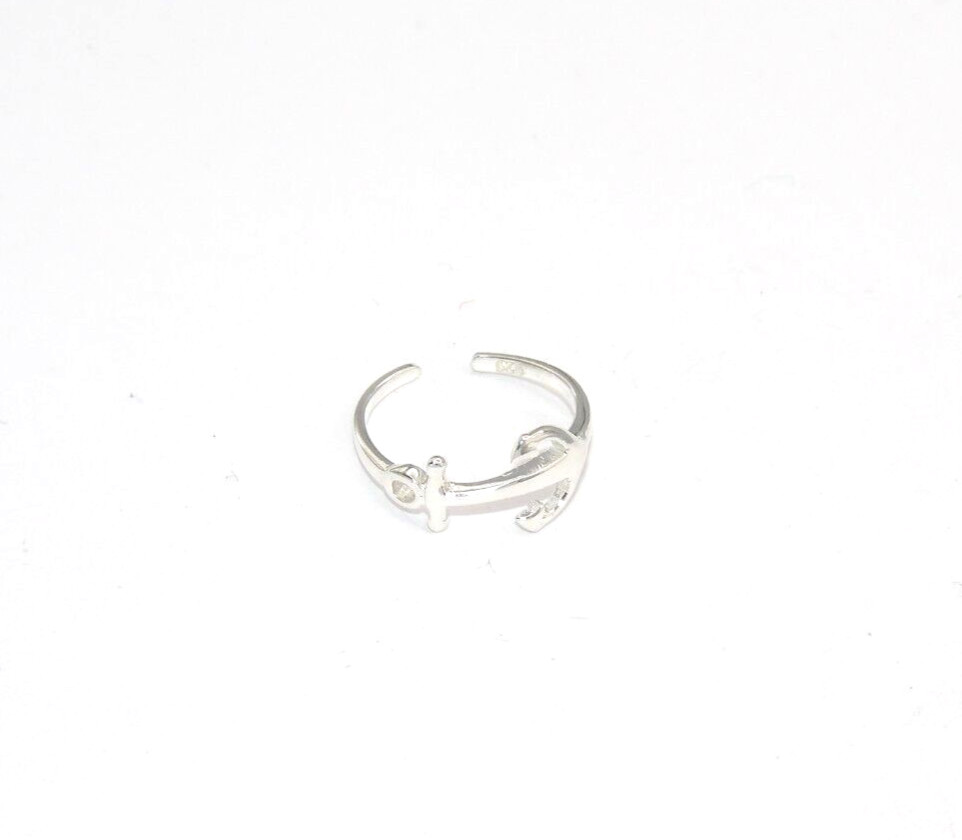 Handcrafted Solid.925 Sterling Silver Anchor Adjustable Toe Ring