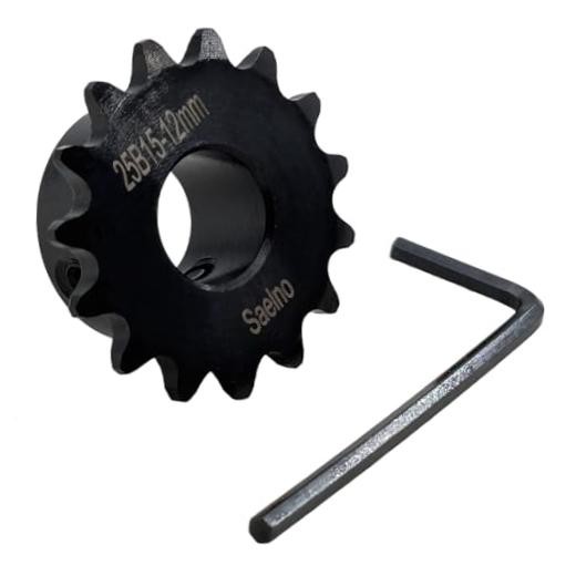 #25 Roller Chain Sprocket Type B 12mm Bore 15 Tooth, Hardened Antirust 1045