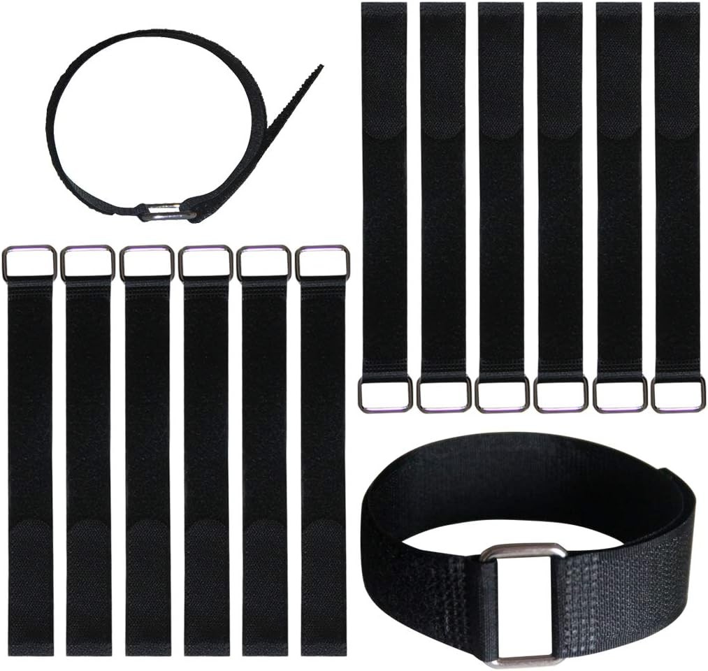 12 Inch Reusable Fastening Cable Straps - Hook and Fixing Straps - 12 Pack