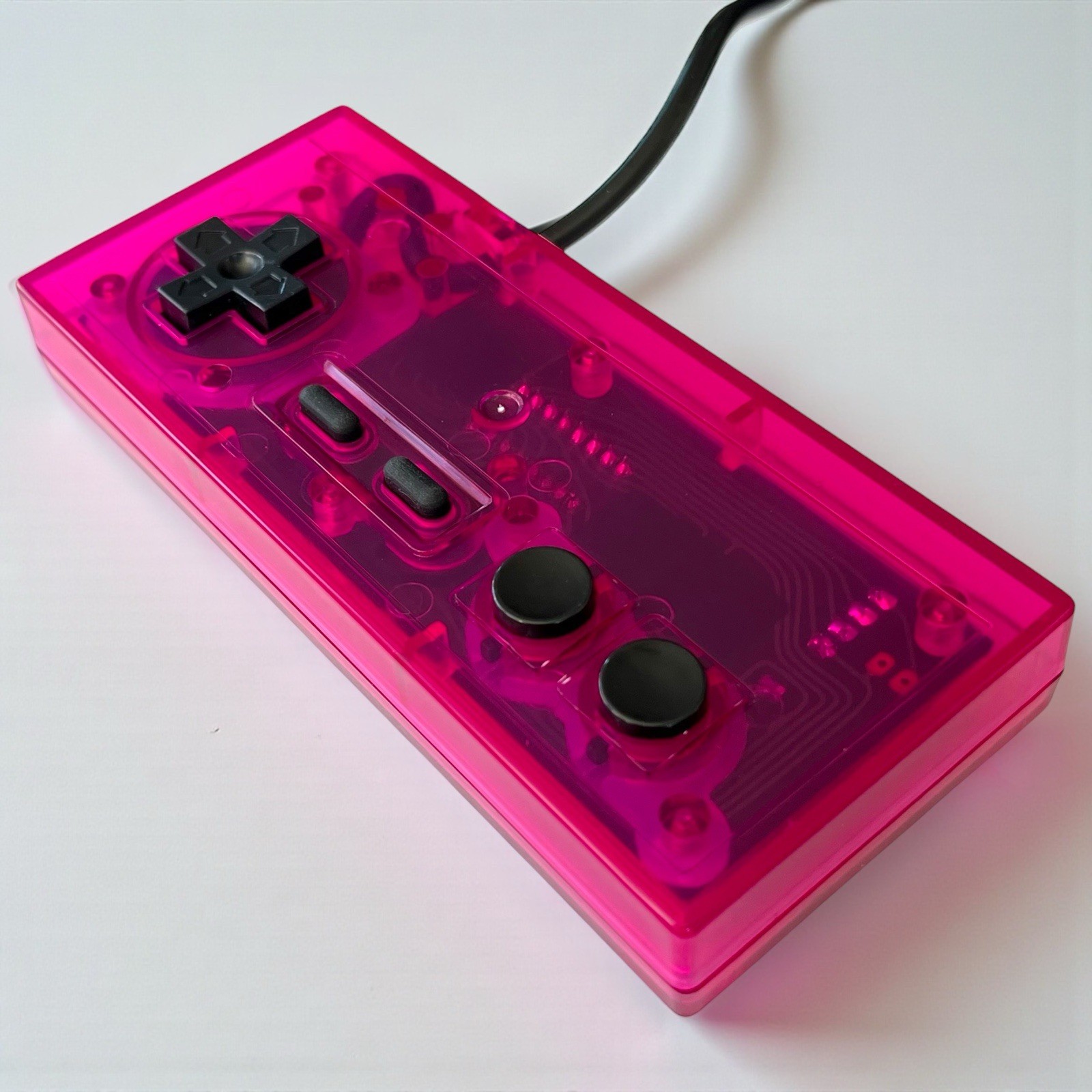Custom NES Controller Transparent Pink Shell New Cable OEM Nintendo Motherboard