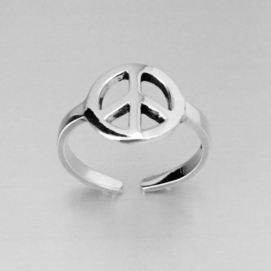 Sterling Silver Peace Toe Ring, Silver Rings, Love Ring, Peace Ring
