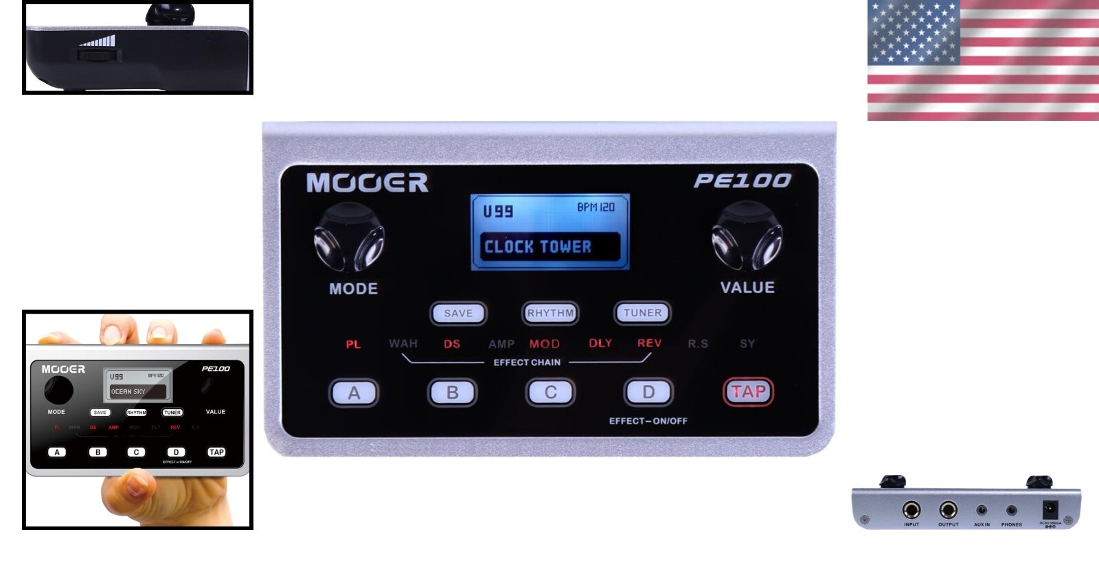 Guitar Practice Pedal PE100 - Touch Controls, Quick Recall & 40 Drum Patterns