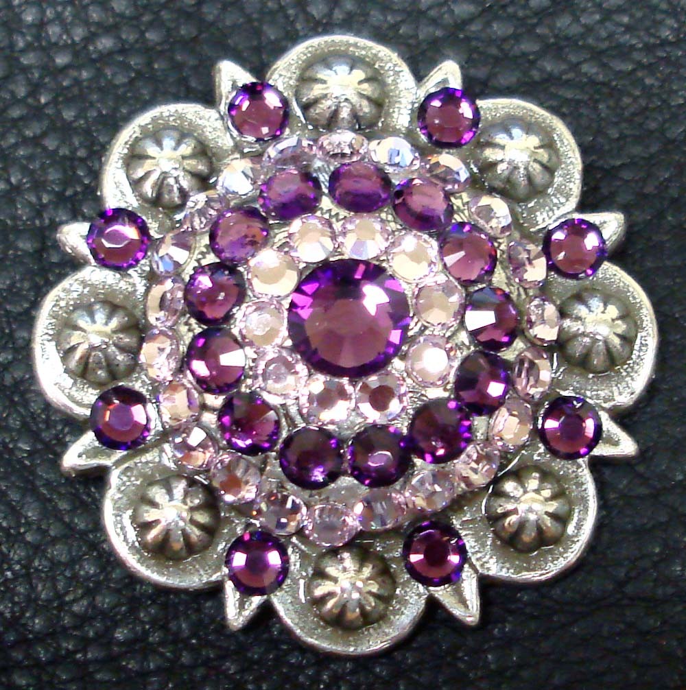 WESTERN HEADSTALL SADDLE HORSE TACK RHINESTONE CRYSTAL CONCHO 1-1/2" screw back