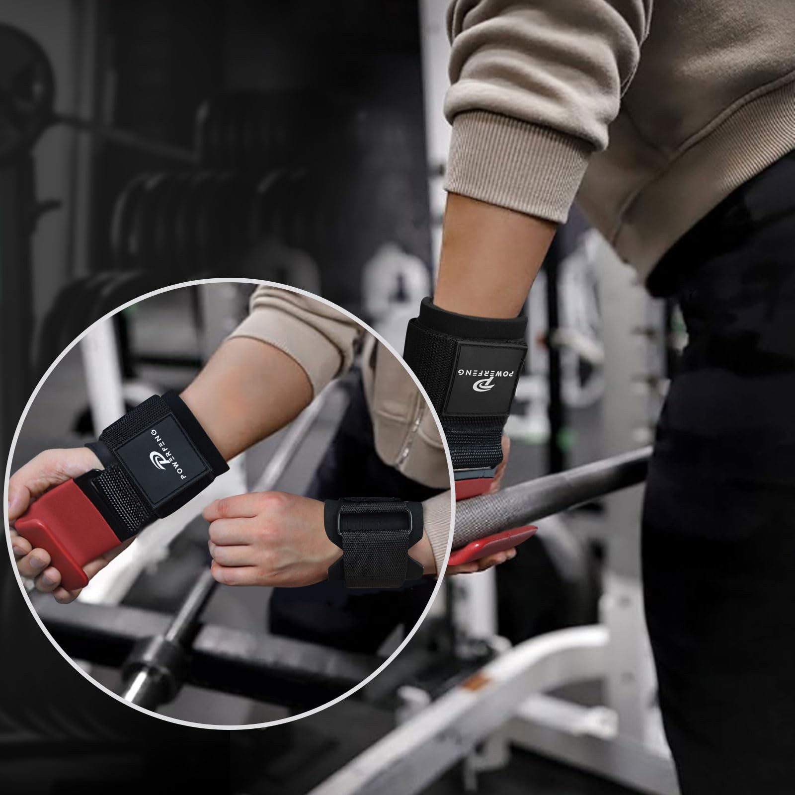 Lifting Hooks for Weight Lifting: Weightlifting Wrist Straps Hand Red