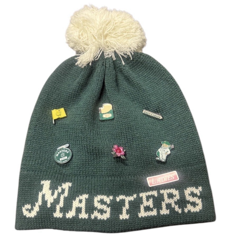 2026 Masters Womens  Ski Hat w/ Pins Pom Cold Weather Knit Hat Beanie Augusta