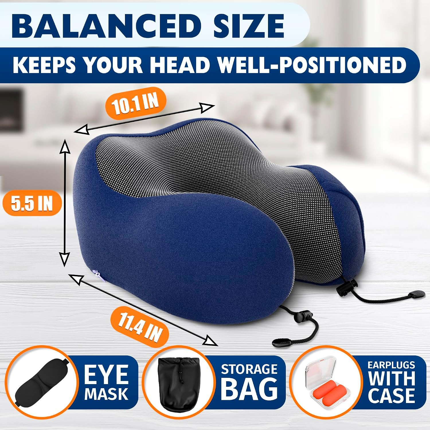 100% Memory Foam Neck Support Pillow with Adjustable Snap Buttons & Head Support