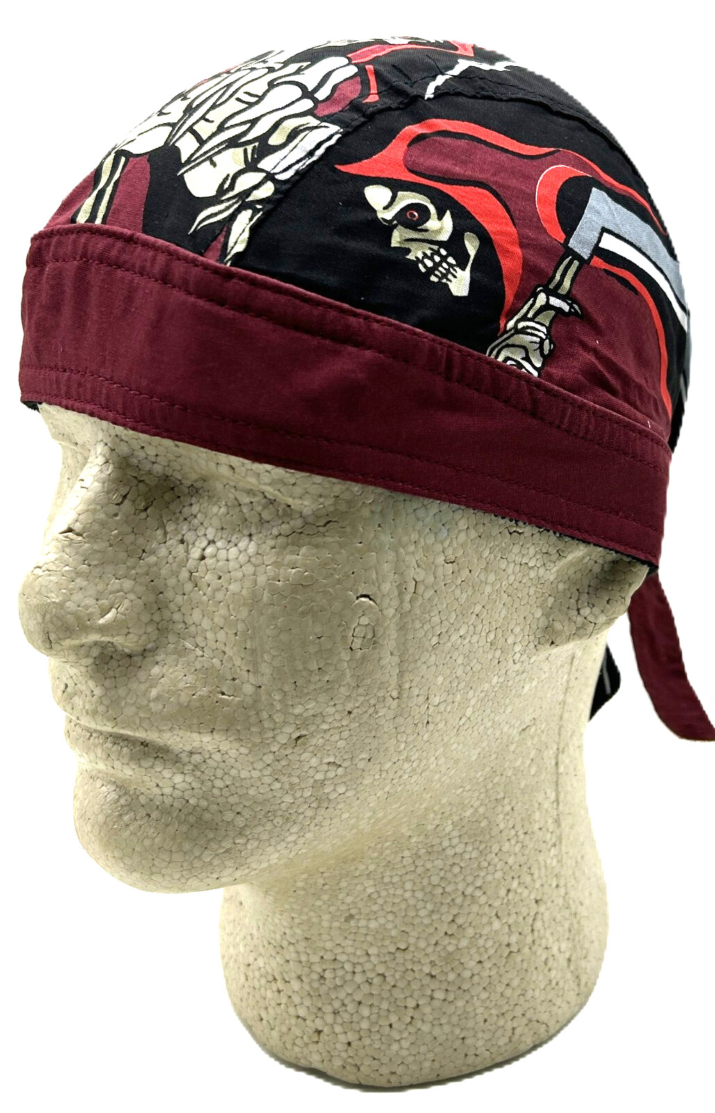 Grim Reaper Deluxe Headwrap Doo Rag Skull Cap with Sweatband