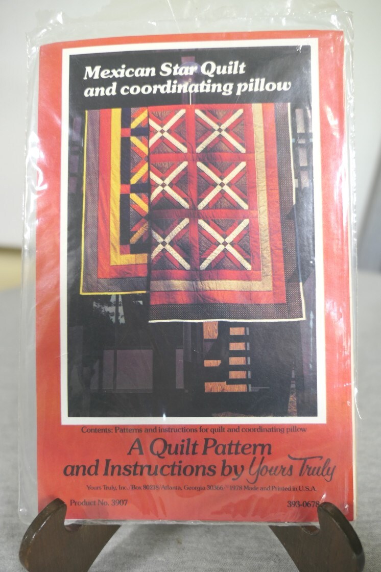 NEW 1978 Yours Truly 3 Sizes Quilt & Pillow Pattern "Mexican Star" #3907 USA