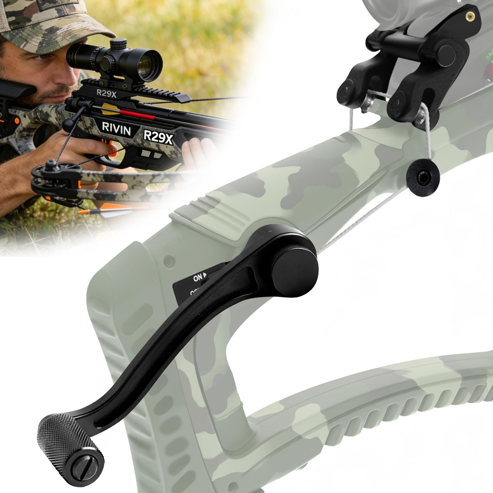 Upgraded Crossbow Crank Cocking Device, Reduces Cocking Resistance 93%, Ambidext