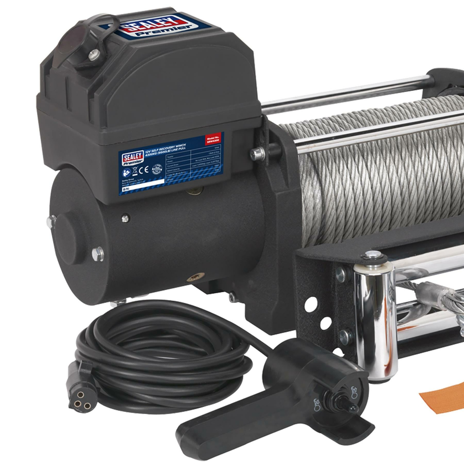 Sealey Self Recovery Winch 4300kg (9500lb) Line Pull 12V