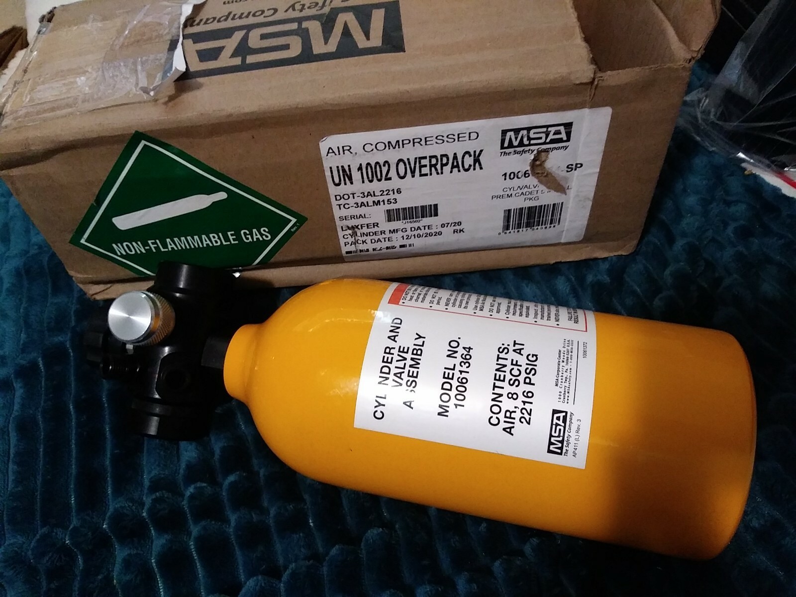 MSA Compressed Breathing Air UN1002 Overpack 10061364, New Open Box