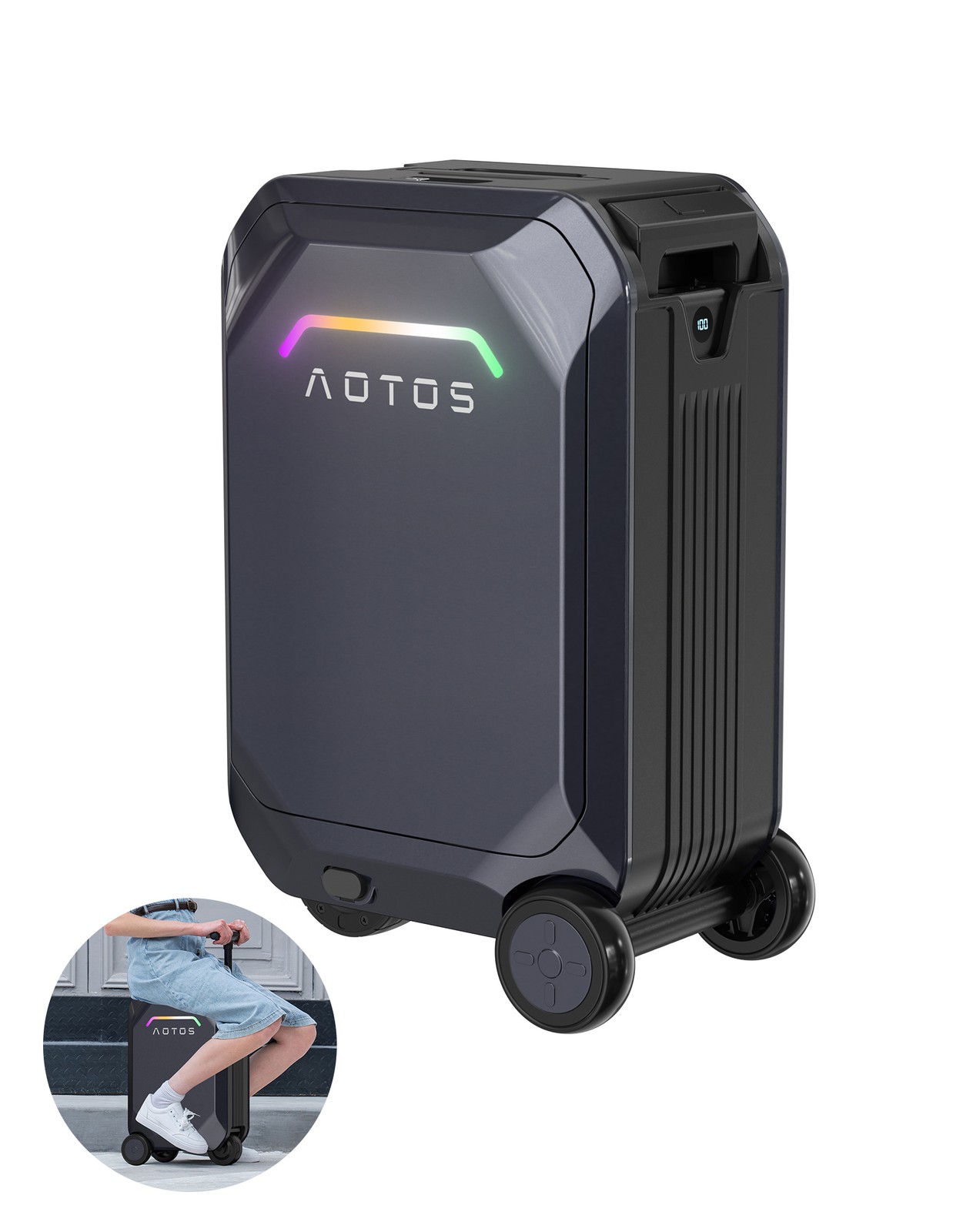 20" SMART Electric Rideable Suitcase Silver Scooter Luggage For Travel GYEY