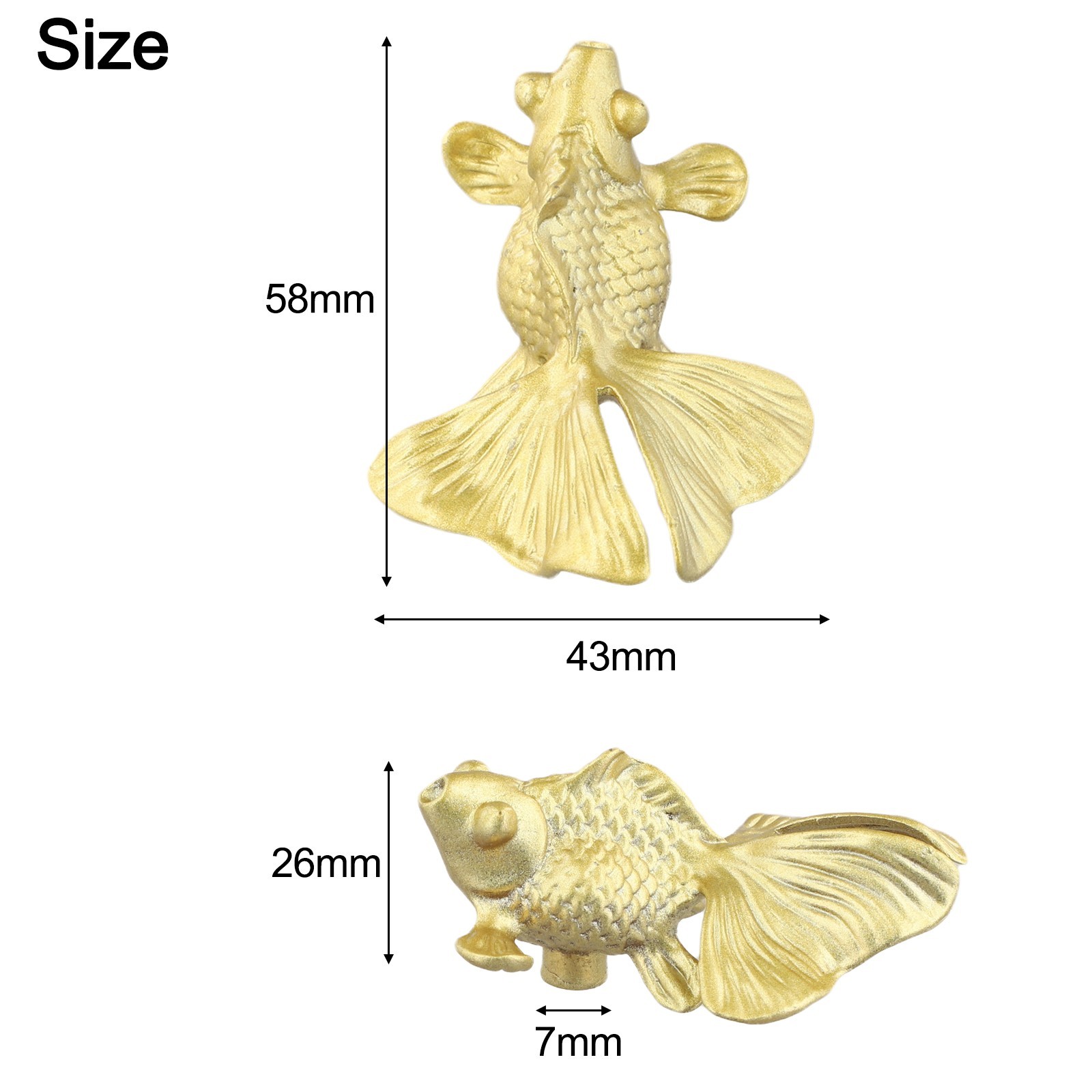 Striking Goldfish Patterned Cabinet Handle Knobs Solid Brass Construction