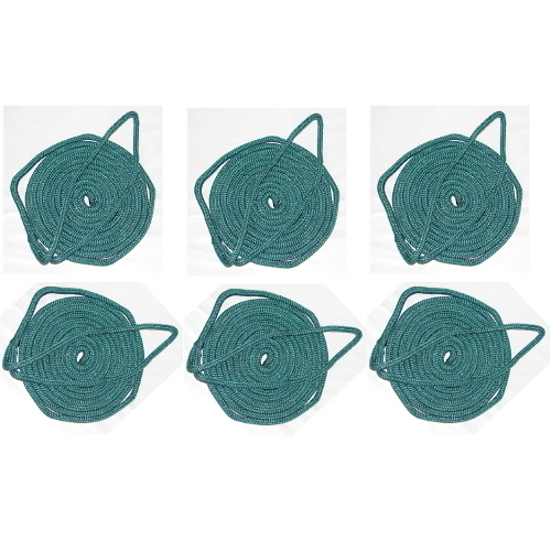6 Pack of 3/8 Inch x 6 Ft Forest Green Double Braid Nylon Fender Lines for Boats
