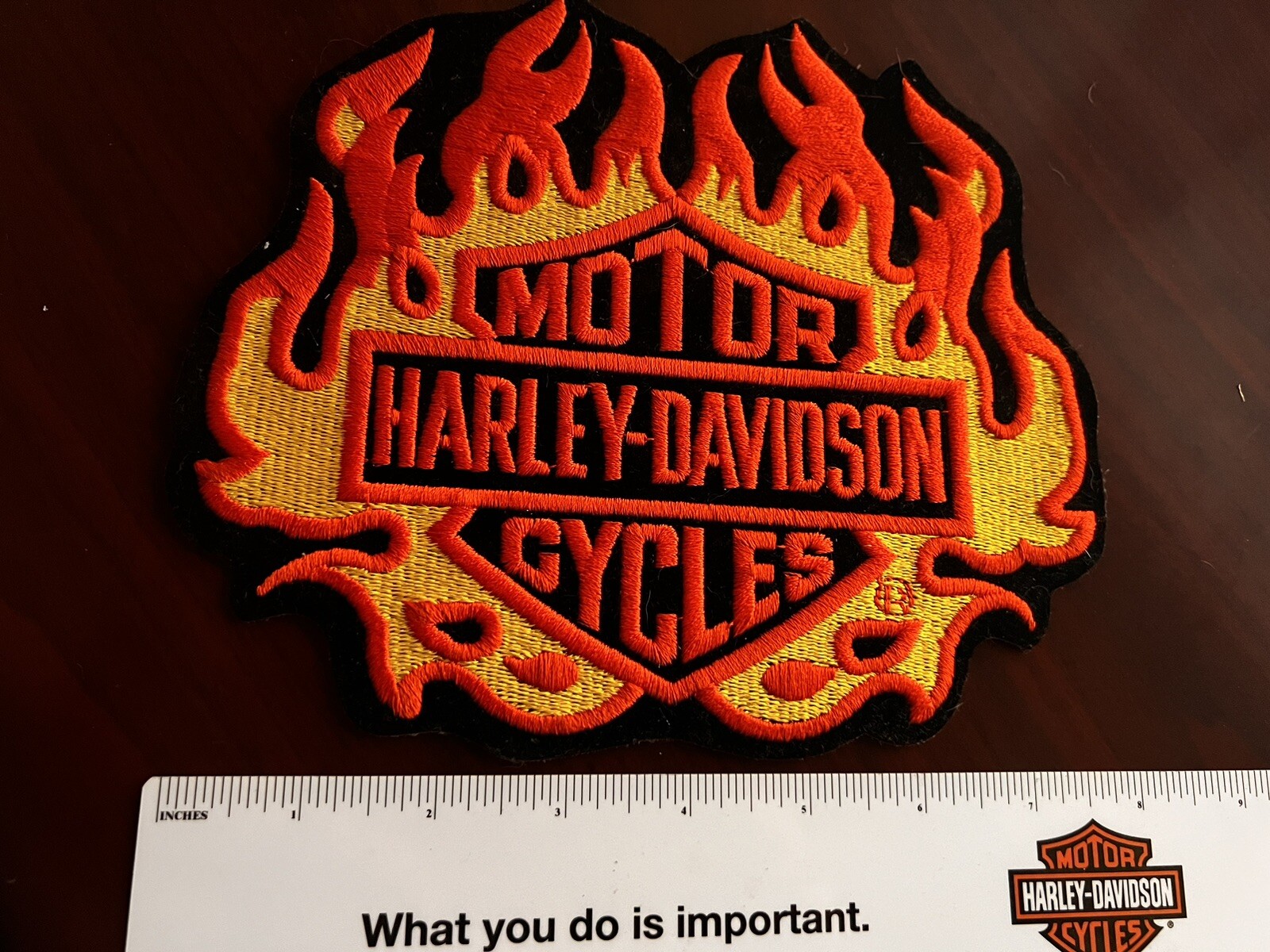8" Harley Davidson Motorcycle Flaming Bar & Shield Patch Factory HD Vest Jacket