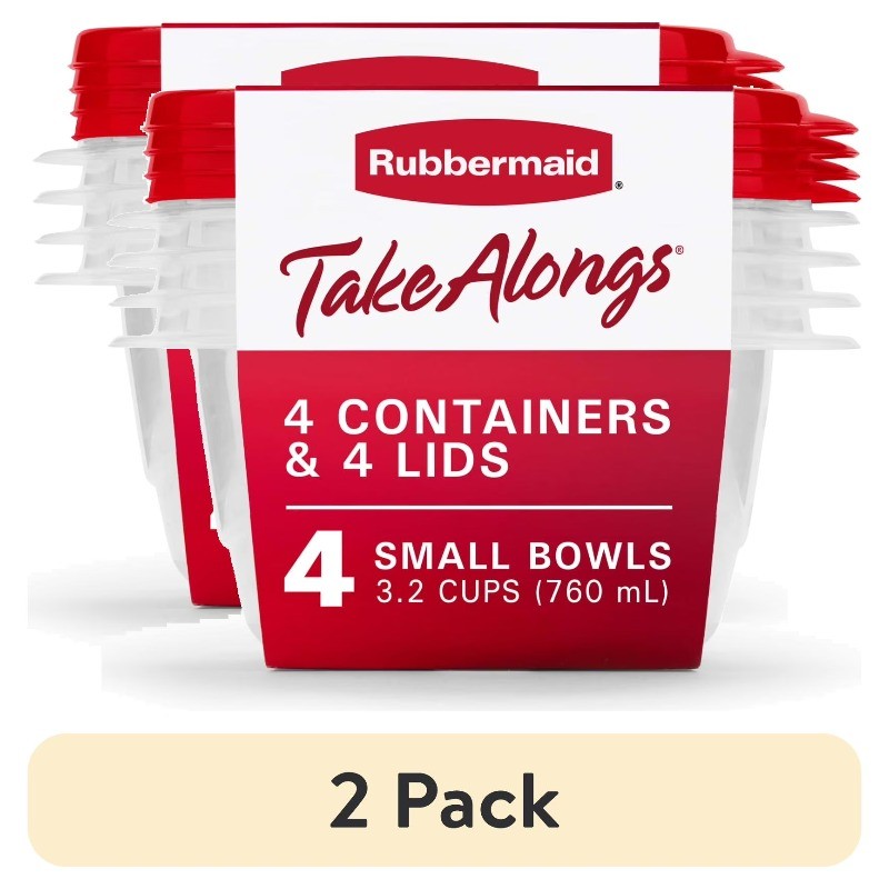 (2 pack) Rubbermaid TakeAlongs 3.2 cup Bowls Food Storage Containers 4 Pack