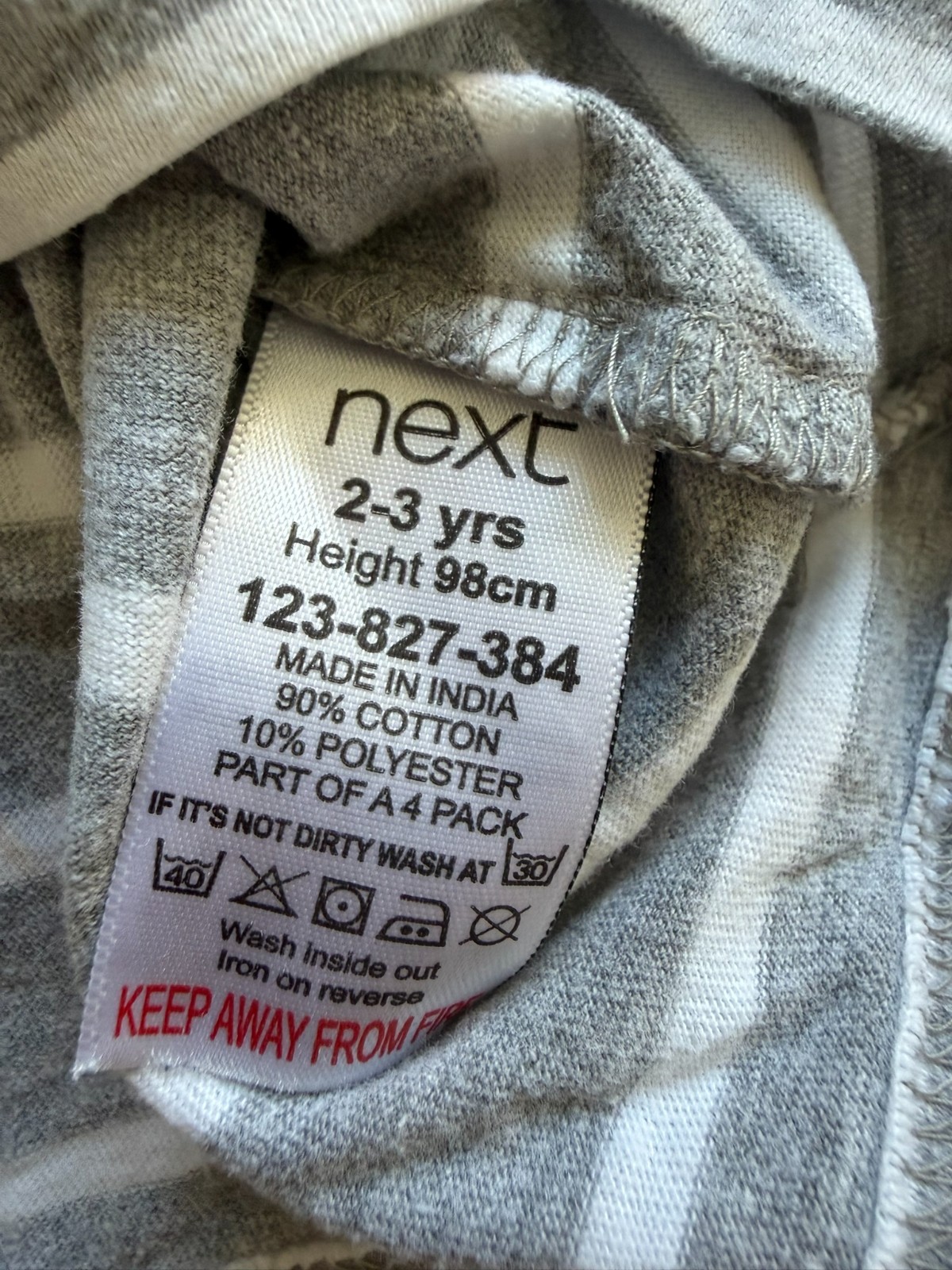 Next x 2 Bundle 2-3 2 3 Year Long Sleeve Top Grey White Stripe 850 431 123 827