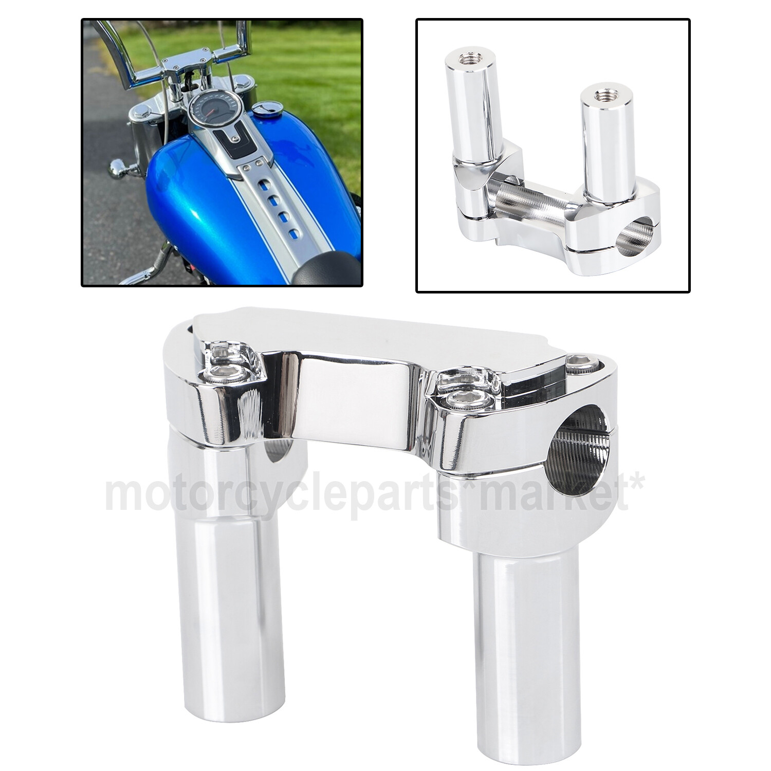 3.5" Handlebar Risers & Top Clamp For Harley Dyna FXDF FXDB Heritage Softail