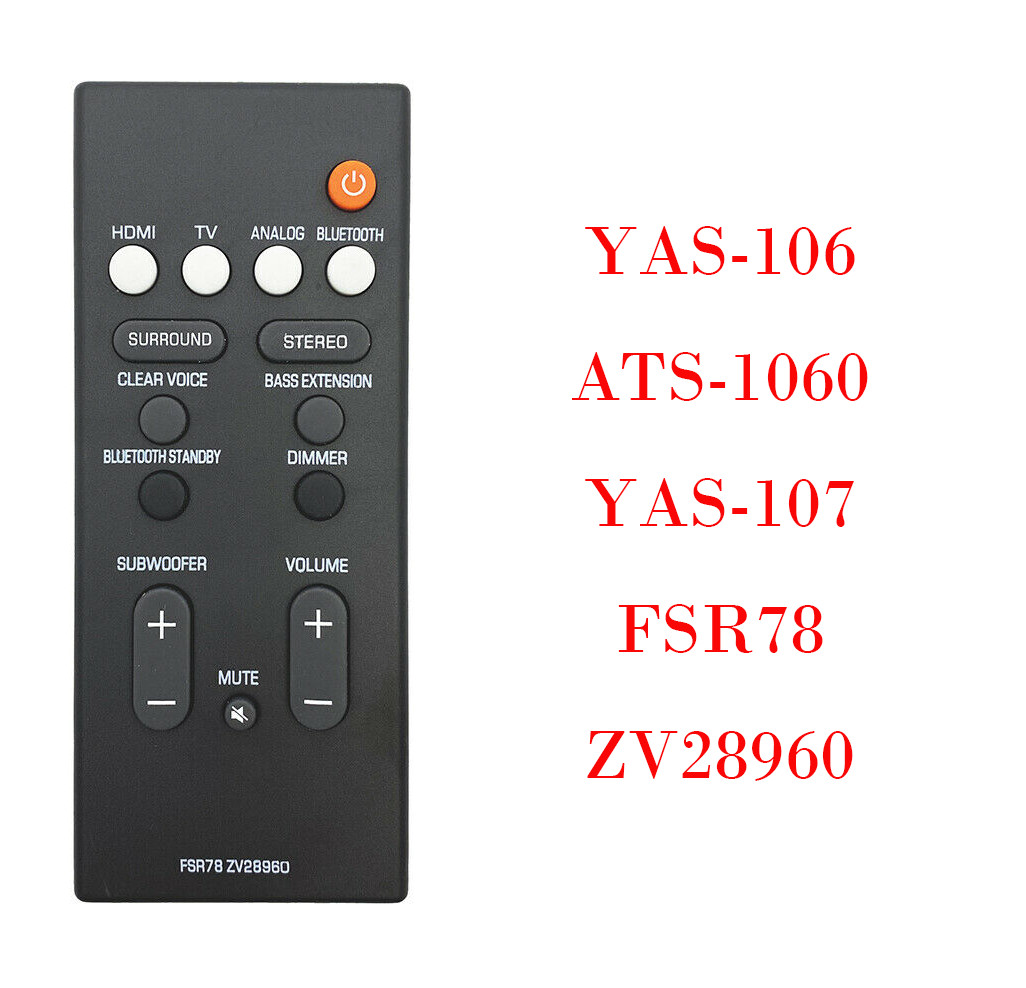 New Remote Control FSR78 ZV28960 For Yamaha Sound Bar YAS-106 ATS-1060 YAS-107