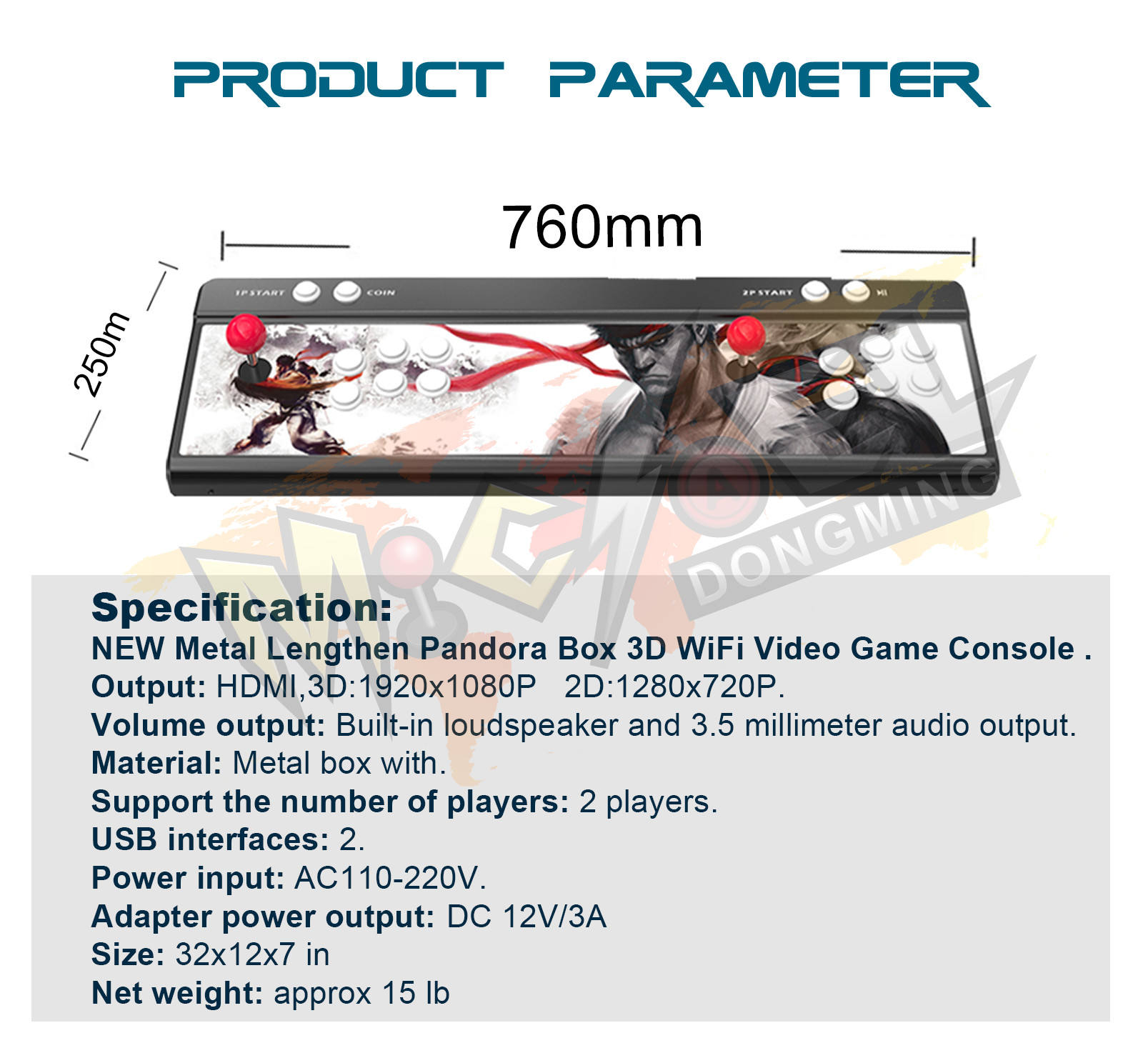 Pandora Box 3D WiFi Retro Game Arcade Console HD Lengthen All Metal 23000 Games