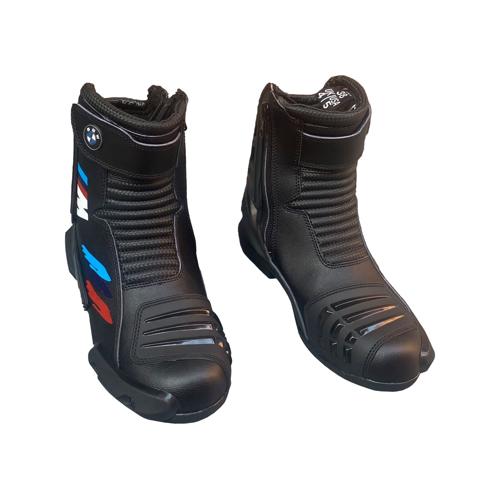 BMW M Motorrad Black Motorbike Racing Leather Boots Protective Sports Biker Shoe