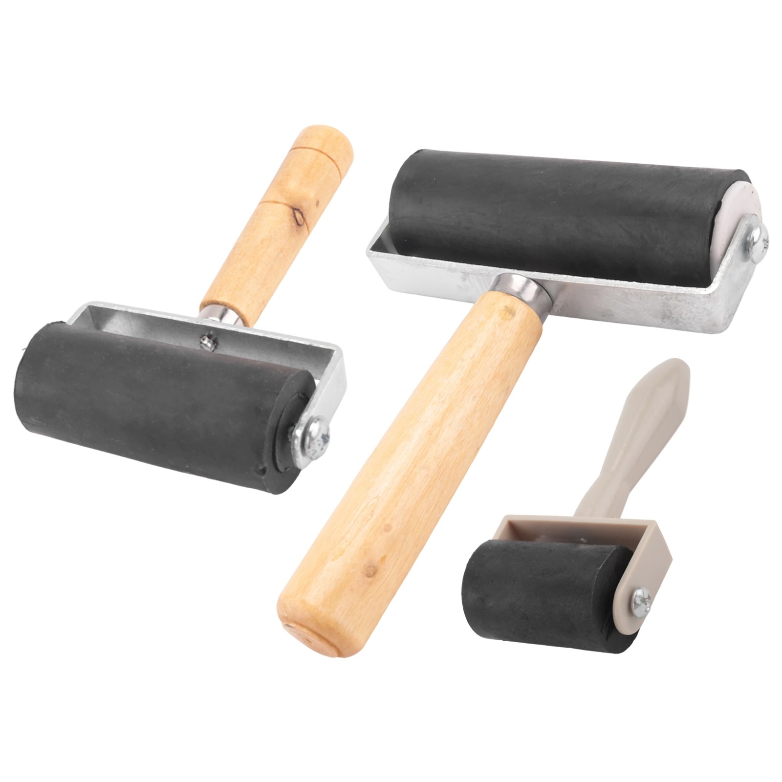 3 Pack Rubber-Roller Brayer Rollers 1.4/2.4/4 Inch Art Craft Roller for4206