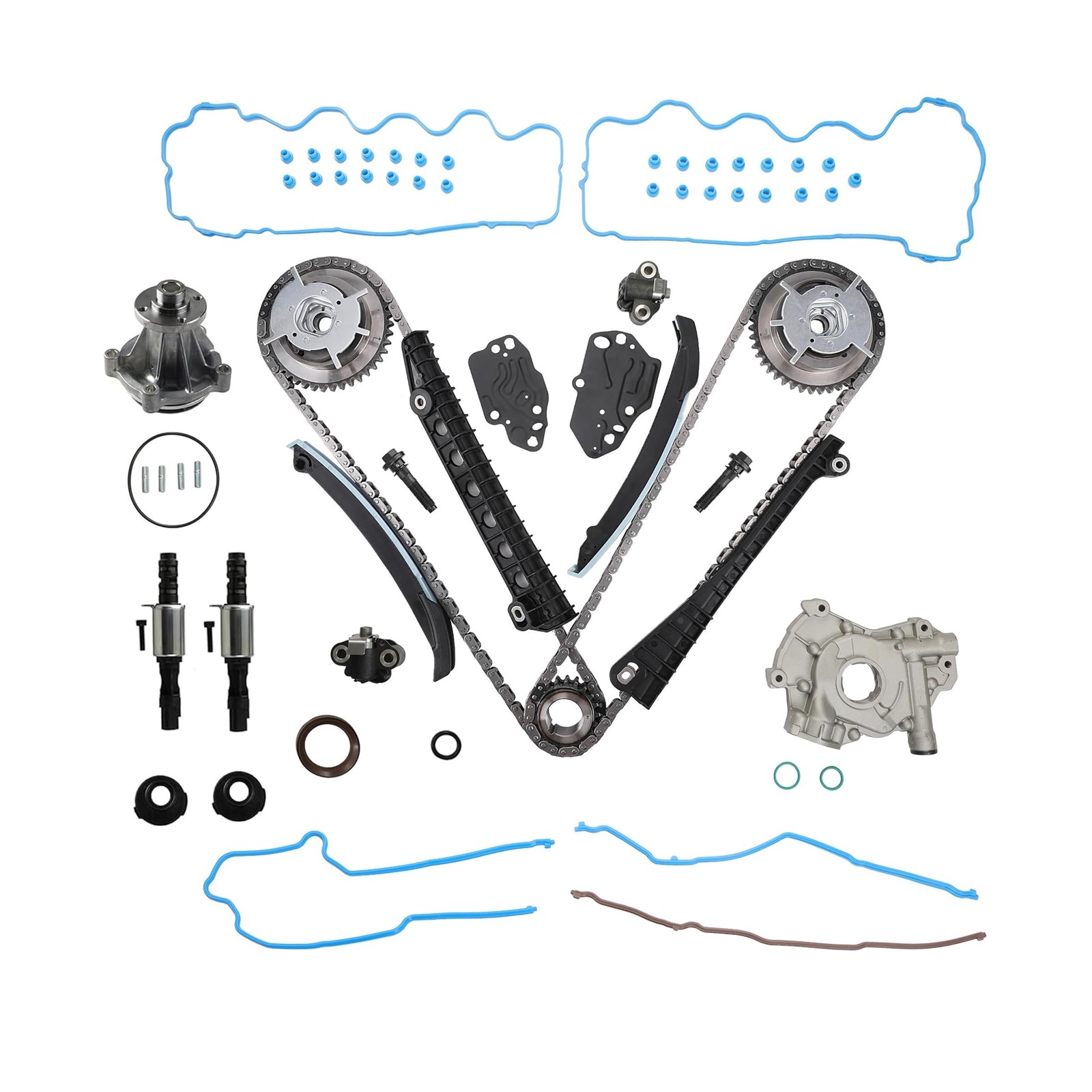 5.4L Timing Chain Kit Water Pump Oil Pump Phasers VVT Valves Fit for Ford F15...