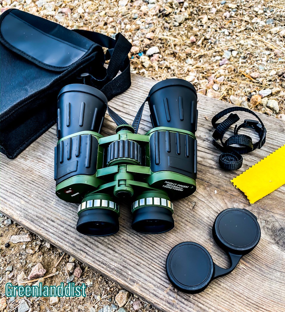 60x50 Day / Night Prism Black and Green Military Binoculars with Pouch New