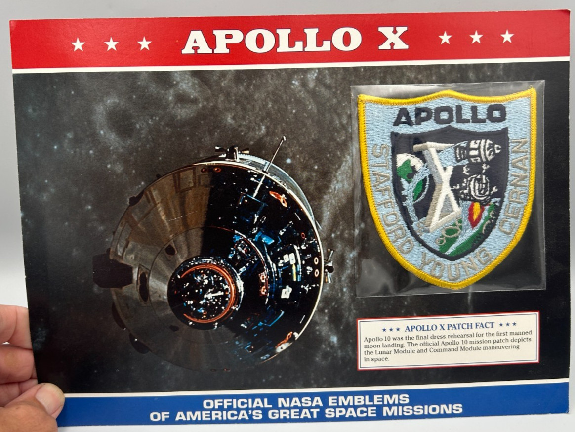 Vintage Official NASA Apollo X Emblems Space Mission Patch Willabee Ward on Card