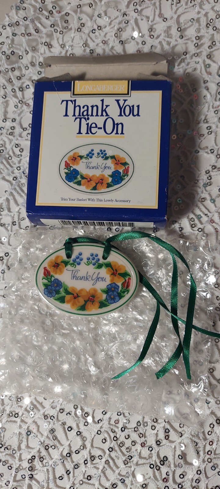 Longaberger Basket Tie-on Thank You floral 1996 NIB